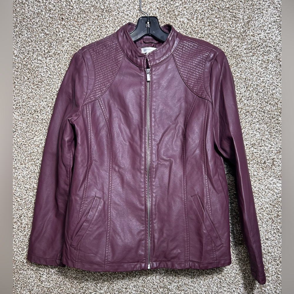 Christopher & Banks Maroon Leather Jacket